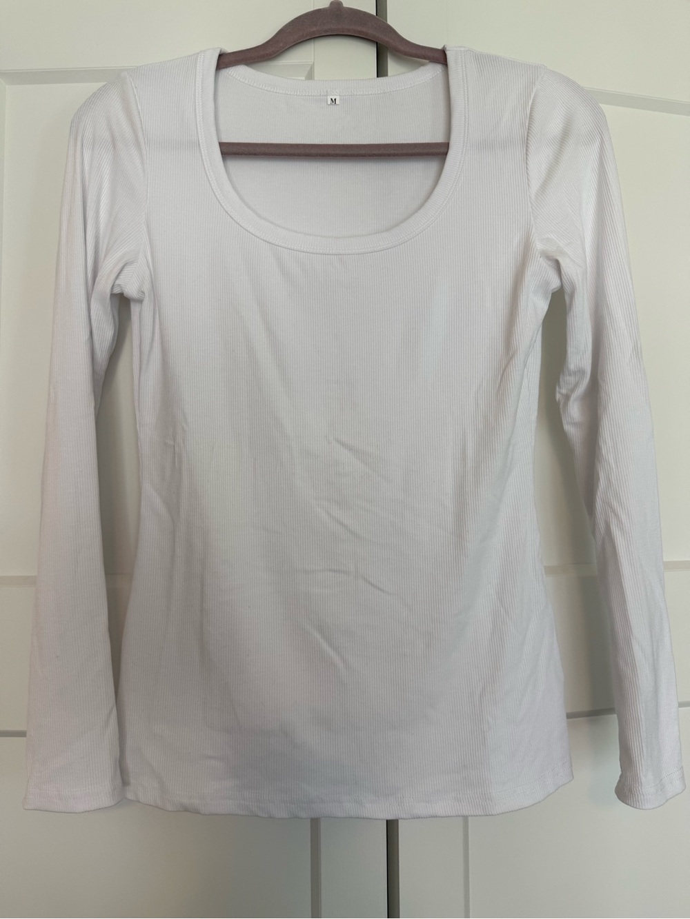 Classic White Long-Sleeve Scoop Neck Top